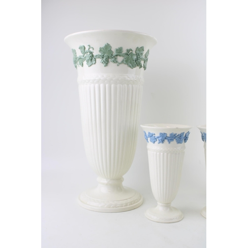 16 - A collection of Wedgwood Queenware pottery vases. Height  33cm.