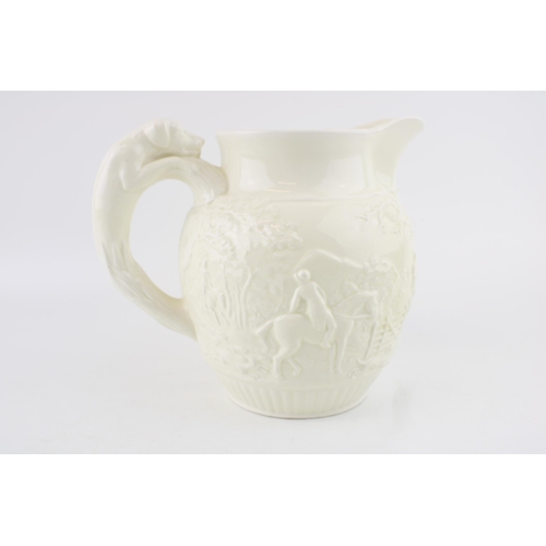 22 - Wedgwood cream ware hunting relief jug, 18cm tall.