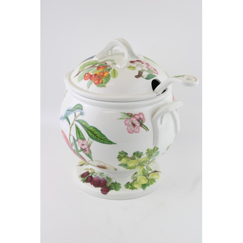 34 - Portmeirion Pomona soup tureen and ladle, 30cm tall.