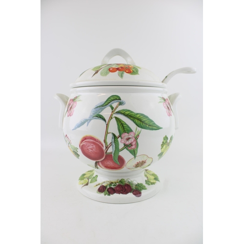 34 - Portmeirion Pomona soup tureen and ladle, 30cm tall.