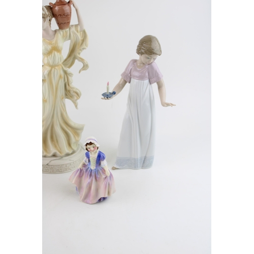 36 - A collection of lady figures to include examples by Coalport, Wedgwood, Royal Doulton and LLadro. (5... 