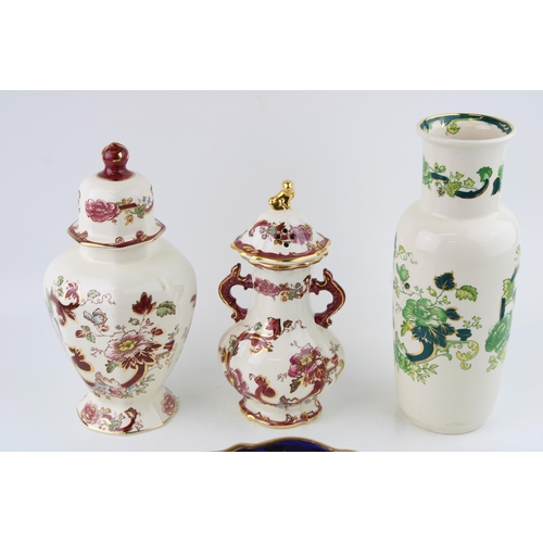 69 - A collection of Mason's items to include bowl, vase, and lidded vases in the Mandalay, Chantreuse an... 