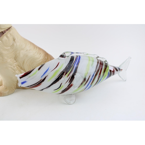 72 - A Sylvac Terrier model 1209 together with a glass fish. Height 29cm.