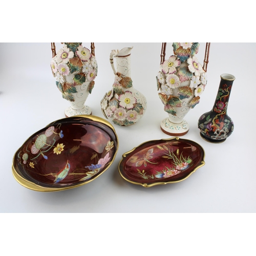 103 - A collection of 19th century and early 20th ceramics to include Oriental bottle vase, two Carlton Wa... 