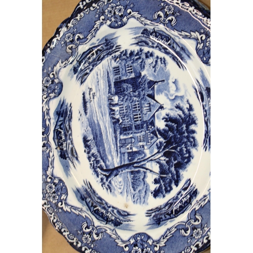 109 - A collection of early blue and white ceramics to include plates and serving dishes. (Qty)