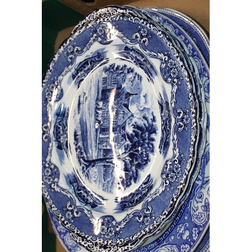 109 - A collection of early blue and white ceramics to include plates and serving dishes. (Qty)