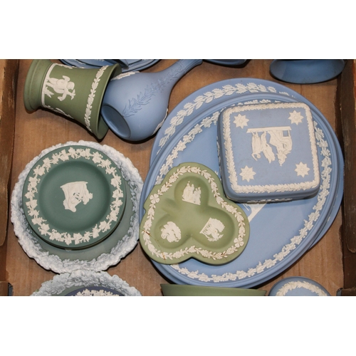 15 - A collection of Wedgwood Jasperware items to include pin trays, plates and vases together with other... 