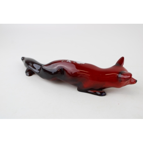 151 - Large Royal Doulton flambe stalking fox, 22.5cm long (tail af).