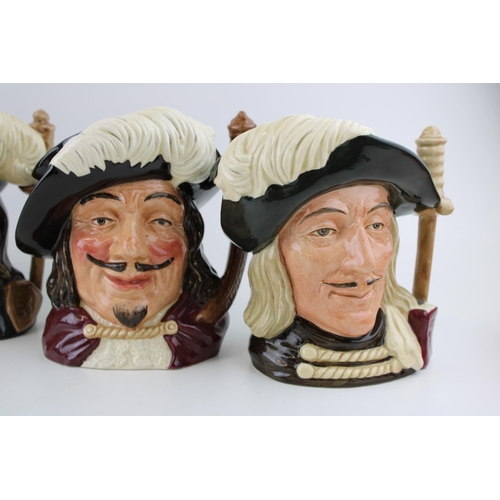 159 - Large Royal Doulton character jugs to include The Three Musketeers and D'artagnan (4 - Seconds).