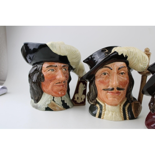 159 - Large Royal Doulton character jugs to include The Three Musketeers and D'artagnan (4 - Seconds).