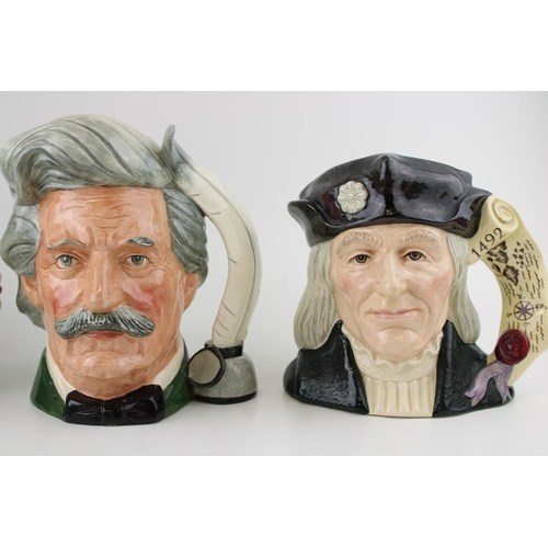 160 - Large Royal Doulton character jugs to include Christopher Columbus D6891, Mark Twain D6654 and Sanch... 