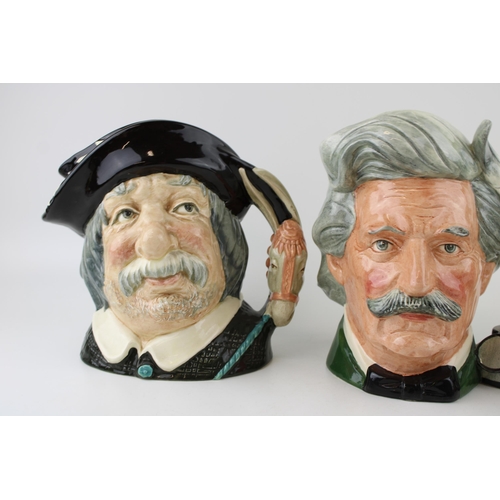 160 - Large Royal Doulton character jugs to include Christopher Columbus D6891, Mark Twain D6654 and Sanch... 