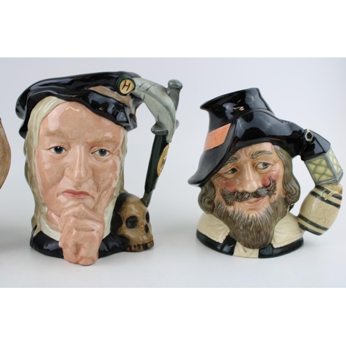 162 - Large Royal Doulton character jugs to include Hamlet, Guy Fawkes and Rip Van Winkle (3 -  seconds).