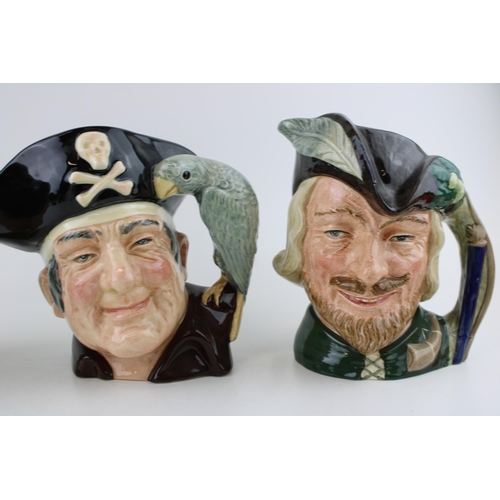 166 - Large Royal Doulton character jugs to include Monty, Robin Hood and Long John Silver (3- seconds).