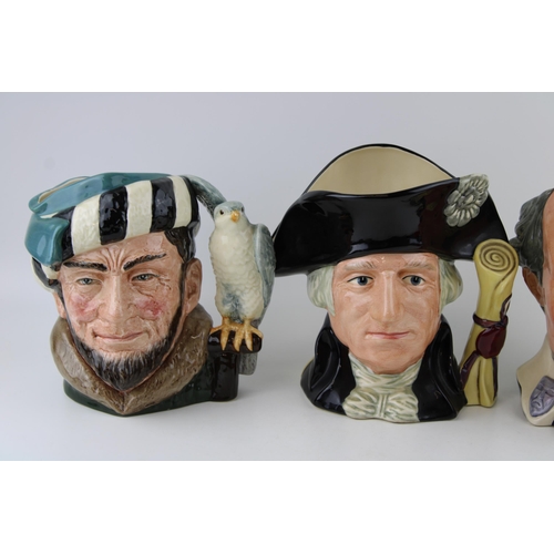 167 - Large Royal Doulton character jugs to include The Falconer, William Shakespeare and George Washingto... 