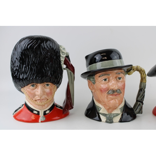 168 - Large Royal Doulton character jugs to include Chelsea Pensioner, City Gent and the Guardsman (3).