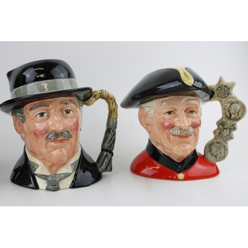 168 - Large Royal Doulton character jugs to include Chelsea Pensioner, City Gent and the Guardsman (3).