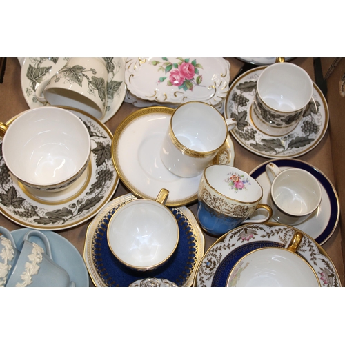 17 - A collection of Wedgwood & Spode china cups and saucers with other similar examples (Qty).