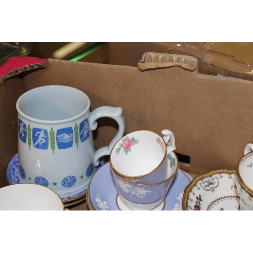 17 - A collection of Wedgwood & Spode china cups and saucers with other similar examples (Qty).