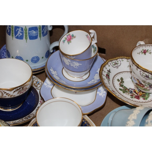 17 - A collection of Wedgwood & Spode china cups and saucers with other similar examples (Qty).