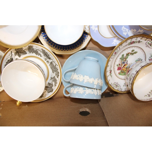 17 - A collection of Wedgwood & Spode china cups and saucers with other similar examples (Qty).