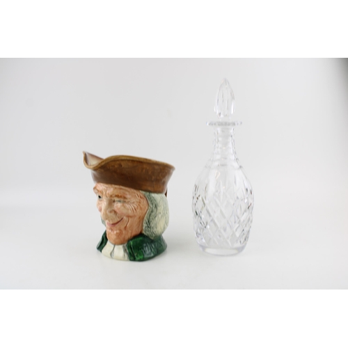 171 - Royal Doulton large character jug Vicar of Bray with a cut glass decanter (2).