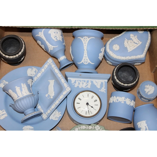 18 - A collection of Wedgwood Jasperware items to include vases, bud vases, lidded pots, trinket trays an... 