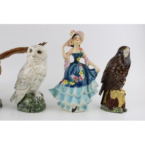 247 - A collection of Beswick birds to include 1018 Bald Eagle in matt glaze, Snowy Owl and Buzzard both '... 