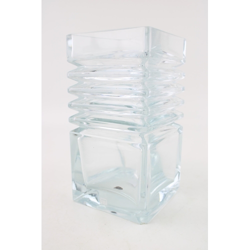 260 - A Riihimaen Lasi mid century clear glass vase  with label