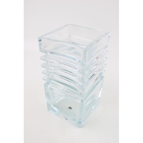 260 - A Riihimaen Lasi mid century clear glass vase  with label