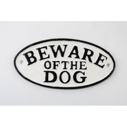 276 - A cast metal 'BEWARE OF THE DOG' plaque. width 17.5cm.