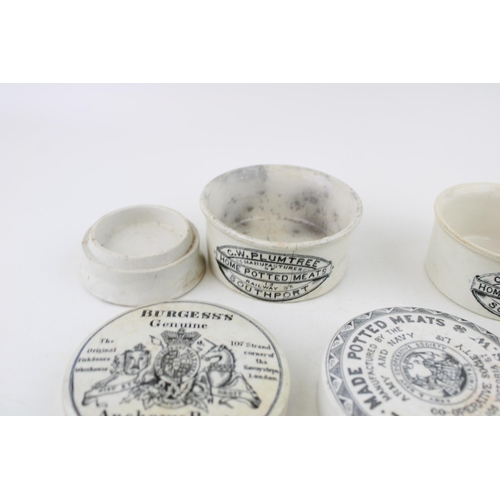 279 - A collection of antique pot lids to include 'Burgess's Anchovy Paste', 'Home Made Potted Meats' and ... 