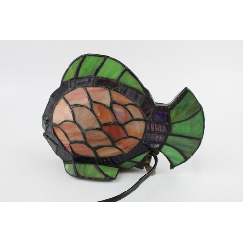 286 - A Tiffany style lamp in the form of a fish. Height 15cm, width 21cm.