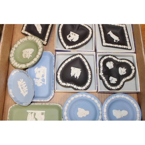 3 - A collection of Wedgwood Jasperware items to include boxed pin dishes in colours Wedgwood Blue, Blac... 