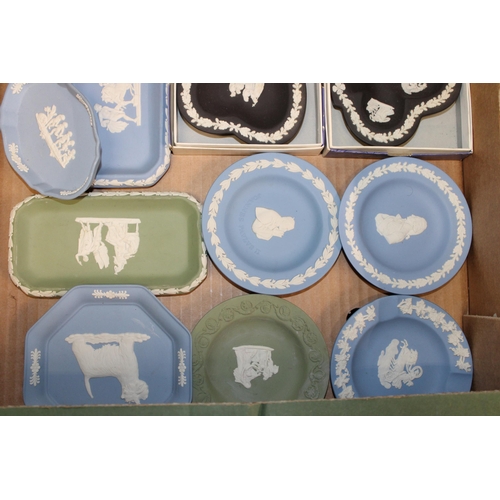 3 - A collection of Wedgwood Jasperware items to include boxed pin dishes in colours Wedgwood Blue, Blac... 