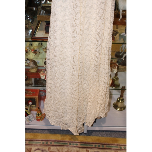 301 - A 1930s vintage silk & lace wedding dress with photograph of wedding dated 1938, a christening dress... 