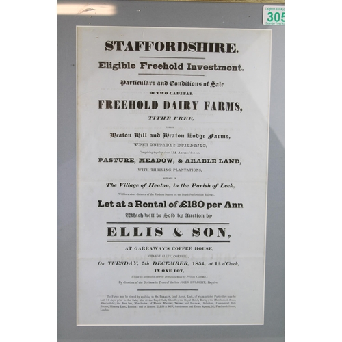 305 - An original poster adverting 'Eligible Freehold Investment' by Ellis & Son On Tuesday 5th December 1... 