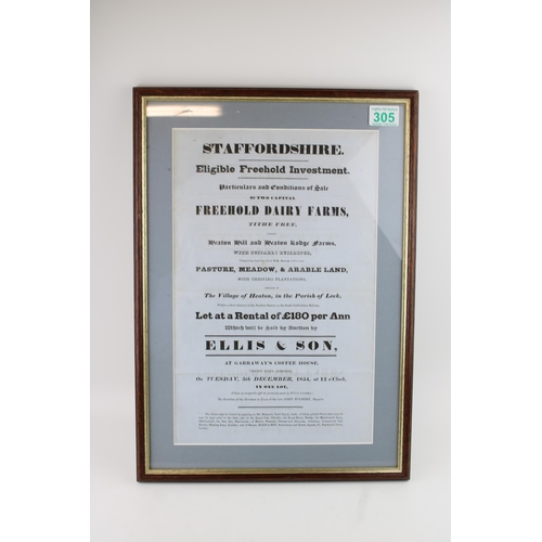 305 - An original poster adverting 'Eligible Freehold Investment' by Ellis & Son On Tuesday 5th December 1... 