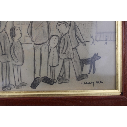 311 - An original pencil sketch in the manner of L.S. Lowry. Dimensions 18cm x 23cm.