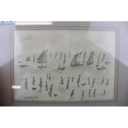 312 - An original pencil sketch in the manner of L.S. Lowry. Dimensions 16cm x 20cm.