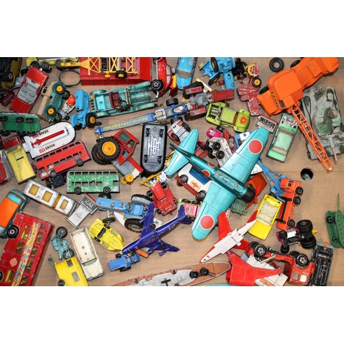 318 - A collection of toys including matchbox, corgi and dinky cars, aircraft, ships and trucks