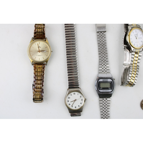 350 - A collection of vintage wristwatches together with a set of scales and a German Silver purse with pi... 