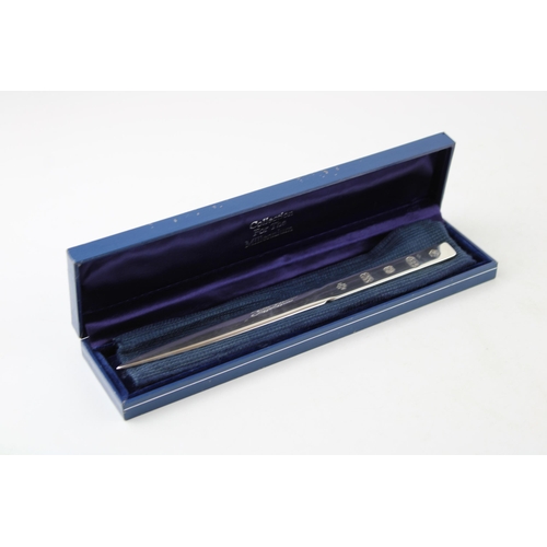 374 - Boxed silver letter opener, Carrs 2000 Millenium, 52.0g.