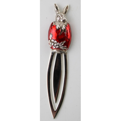 385 - Contemporary sterling silver bookmark in the form of an easter bunny.