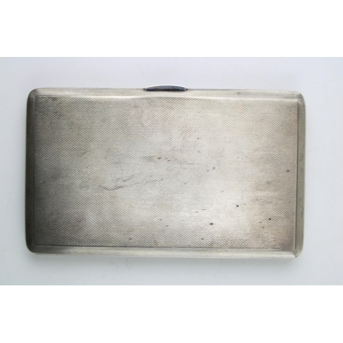 391 - Large silver cigarette case, engine turned decoration, 214g, Birm 1950, with insert of a lady, 14.5c... 