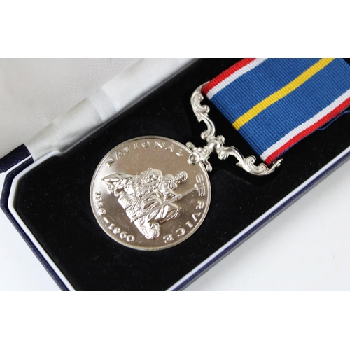 401 - Silver National Service Medal, D C Raynor, Scots Guards, boxed.