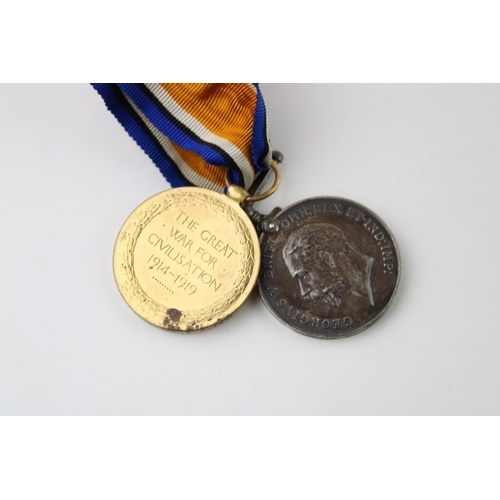 407 - A pair of World War One medals awarded to 129750 A F WOOD RNR (2).