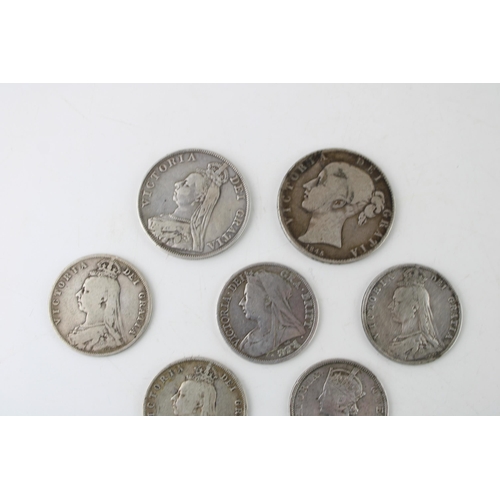 408 - A collection of Victorian silver coins to include an 1845 Crown, half crowns, a maundy four pence pi... 