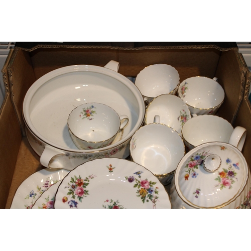 54 - A collection of Minton Marlow tea ware to include a teapot, cups, saucers and others with Paragon Be... 