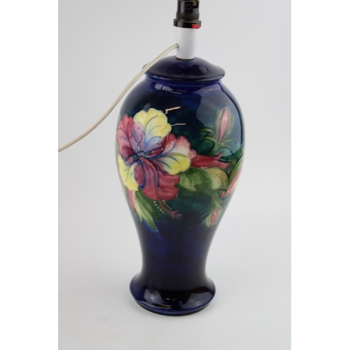 63 - Large Moorcroft Clematis lamp base, bulbous shoulder, 33cm tall exc. fittings, untested.